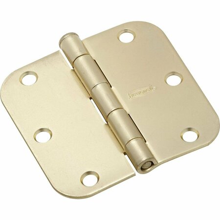 NATIONAL 3-1/2 In. x 5/8 In. Radius Satin Brass Door Hinge N830224